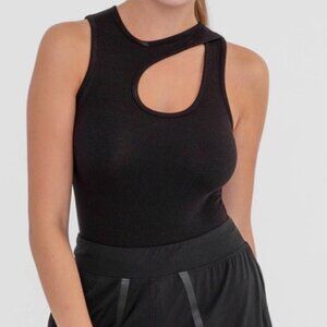 Mono B Keyhole Cut-Out Ribbed Bodysuit - Black - NWT